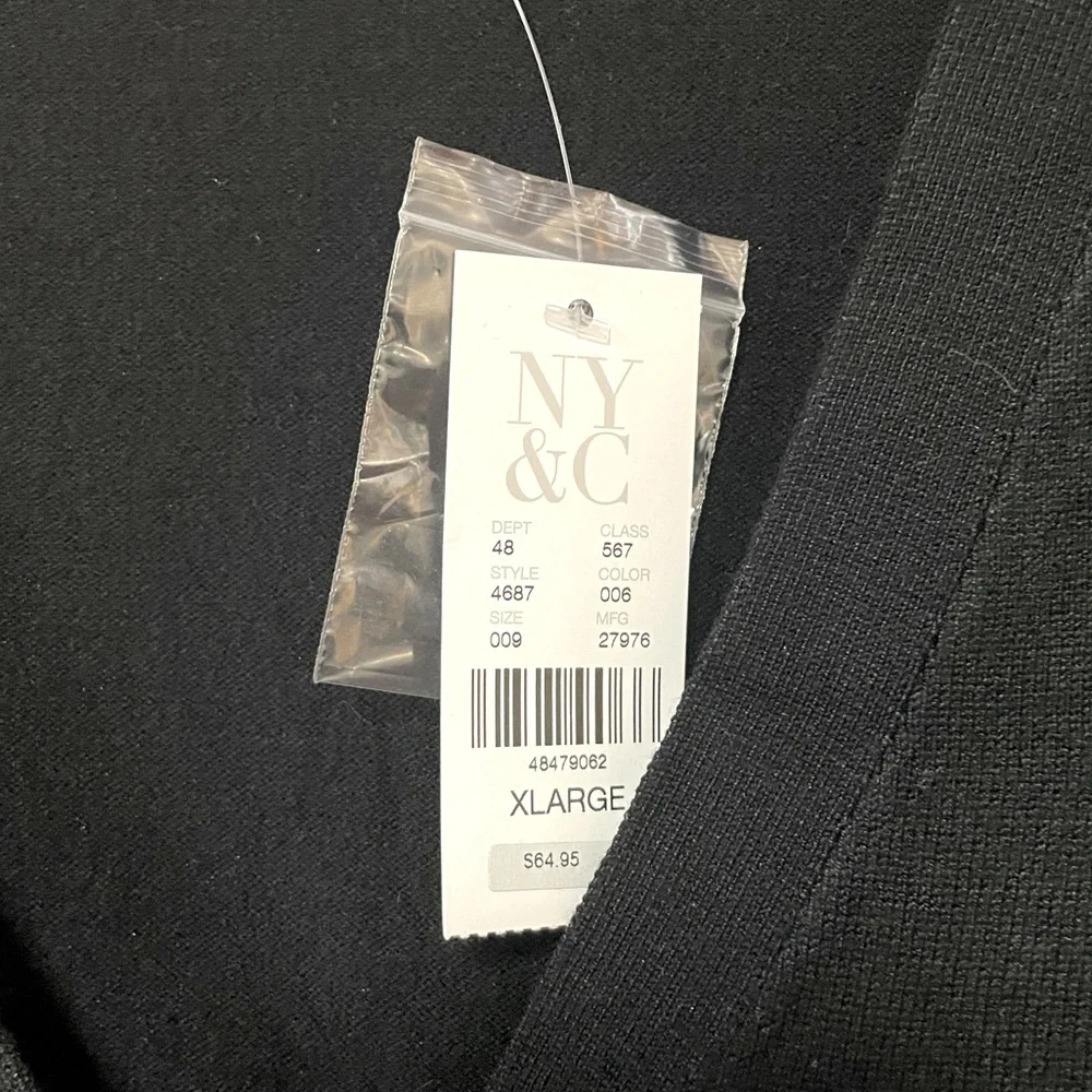 NWT New York & Company Black Sheer Puff Sleeve Button Cardigan, sz XL - Picture 4 of 8